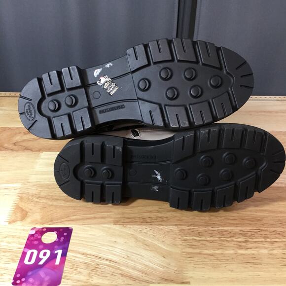 C La Canadienne Women's 7.5 Grey Italian Leather Lace-Up Side Zipper Combat Boot - Picture 10 of 11